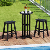 21.5 Inch Round Bar Table Patio HDPE Bar Height Dining Table with Slatted Tabletop