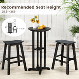 21.5 Inch Round Bar Table Patio HDPE Bar Height Dining Table with Slatted Tabletop