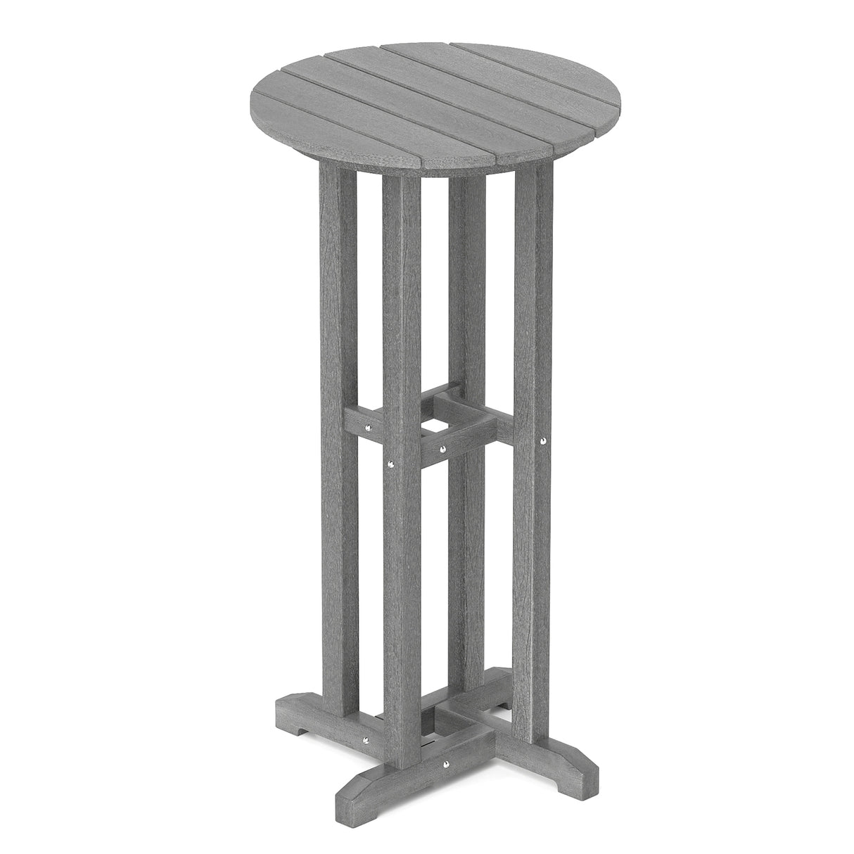 21.5 Inch Round Bar Table Patio HDPE Bar Height Dining Table with Slatted Tabletop