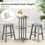 21.5 Inch Round Bar Table Patio HDPE Bar Height Dining Table with Slatted Tabletop