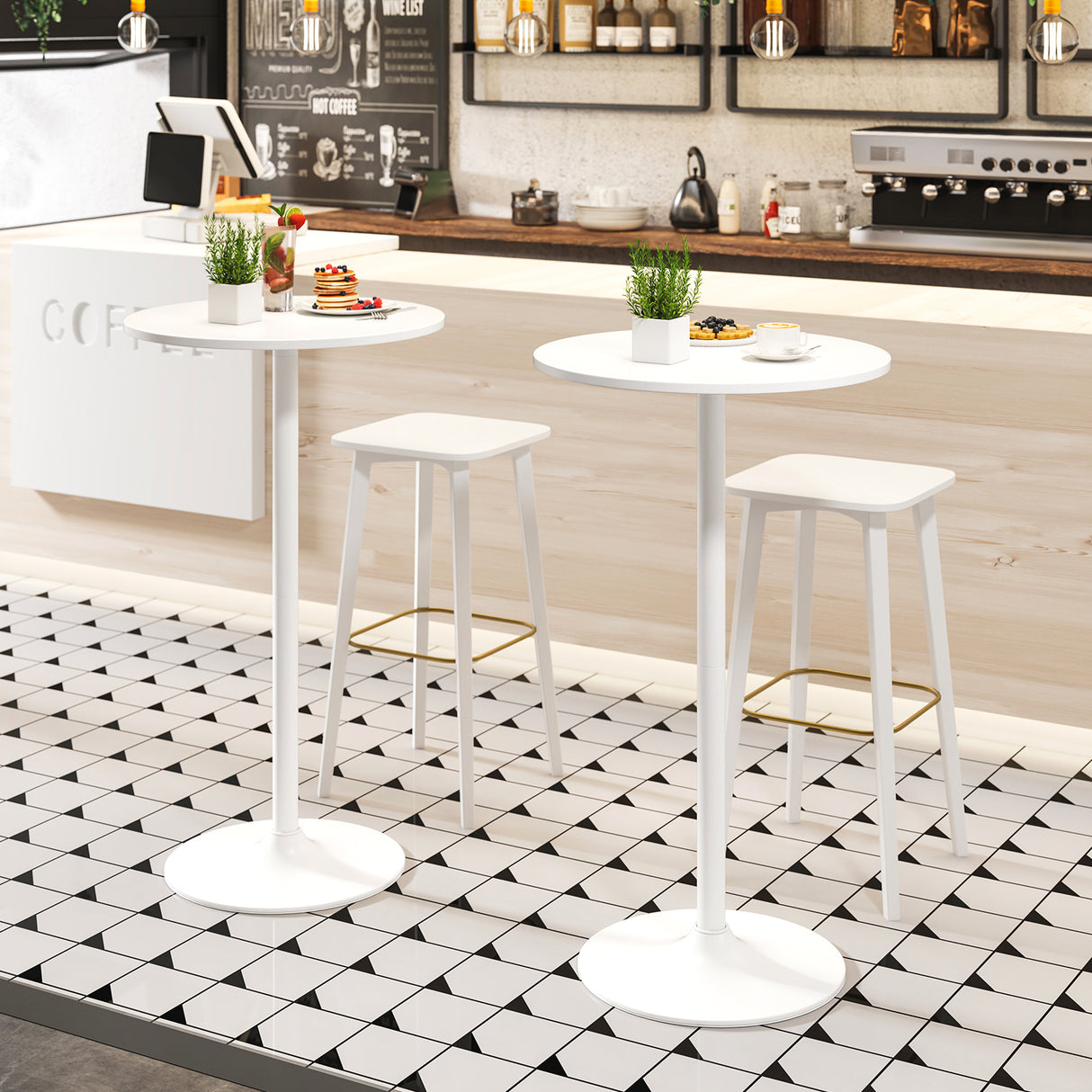Round Bistro Table 40 Inch Bar Height Tall Coffee Cocktail Table