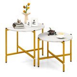 Round Coffee Table Set of 2 with Heavy-Duty Metal Frame