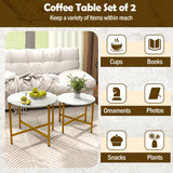 Round Coffee Table Set of 2 with Heavy-Duty Metal Frame