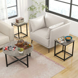 3-Piece Coffee Table Set Round Coffee Table and 2PCS Square End Tables
