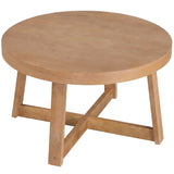 Round Coffee Table for Living Room 30 inch Farmhouse Accent Table with Study Rubber Wood Legs