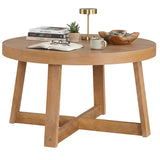Round Coffee Table for Living Room 30 inch Farmhouse Accent Table with Study Rubber Wood Legs