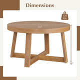 Round Coffee Table for Living Room 30 inch Farmhouse Accent Table with Study Rubber Wood Legs
