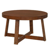 Round Coffee Table for Living Room 30 inch Farmhouse Accent Table with Study Rubber Wood Legs