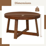Round Coffee Table for Living Room 30 inch Farmhouse Accent Table with Study Rubber Wood Legs