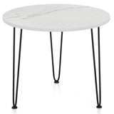 Round Coffee Table with Thickened Tabletop and Metal Tripod Legs