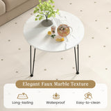 Round Coffee Table with Thickened Tabletop and Metal Tripod Legs