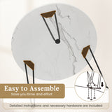 Round Coffee Table with Thickened Tabletop and Metal Tripod Legs