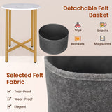 Round End Table 2-Tier Side Table with Removable Fabric Basket and Metal Frame
