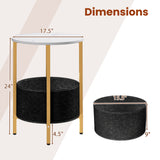 Round End Table 2-Tier Side Table with Removable Fabric Basket and Metal Frame