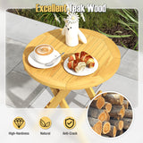 Portable and Compact Outdoor End Table with X-shaped Legs and Slatted Tabletop