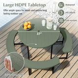 Round Picnic Table Bench Set with 4 Benches and Umbrella Hole for Patio Lawn