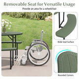 Round Picnic Table Bench Set with 4 Benches and Umbrella Hole for Patio Lawn