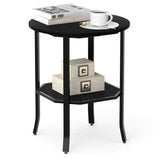 Round Side Table Small End Table with Storage Shelf 2-Tier Nightstand for Small Space