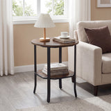 Round Side Table Small End Table with Storage Shelf 2-Tier Nightstand for Small Space