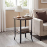 Round Side Table Small End Table with Storage Shelf 2-Tier Nightstand for Small Space