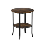 Round Side Table Small End Table with Storage Shelf 2-Tier Nightstand for Small Space