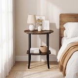 Round Side Table Small End Table with Storage Shelf 2-Tier Nightstand for Small Space