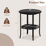 Round Side Table Small End Table with Storage Shelf 2-Tier Nightstand for Small Space