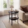 Round Side Table Small End Table with Storage Shelf 2-Tier Nightstand for Small Space