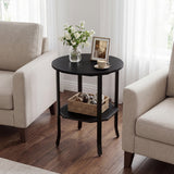 Round Side Table Small End Table with Storage Shelf 2-Tier Nightstand for Small Space