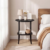 Round Side Table Small End Table with Storage Shelf 2-Tier Nightstand for Small Space