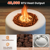Round Terrazzo Propane Gas Fire Pit Protective PVC Cover  Lava Rocks Included