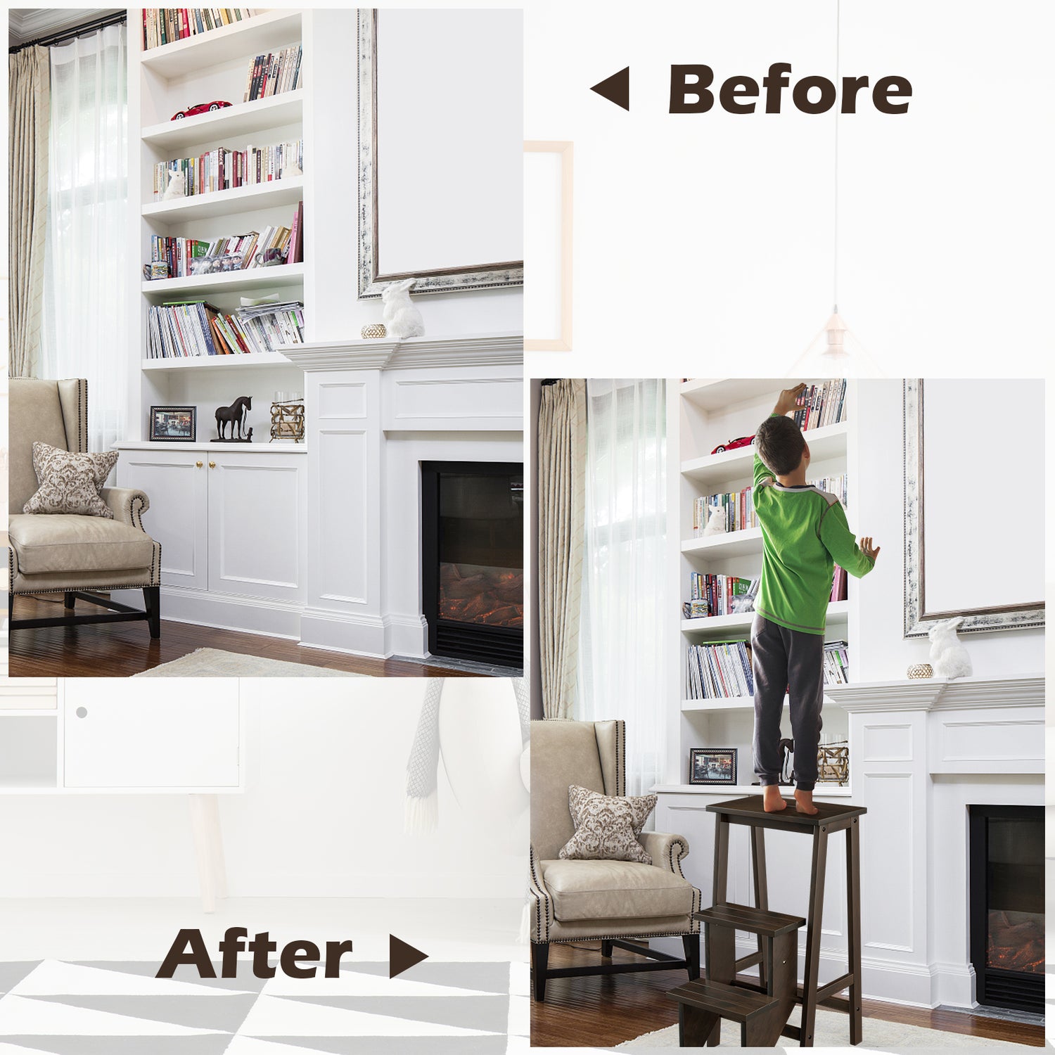 3 Tier Step Stool 3 in 1 Folding Ladder Bench