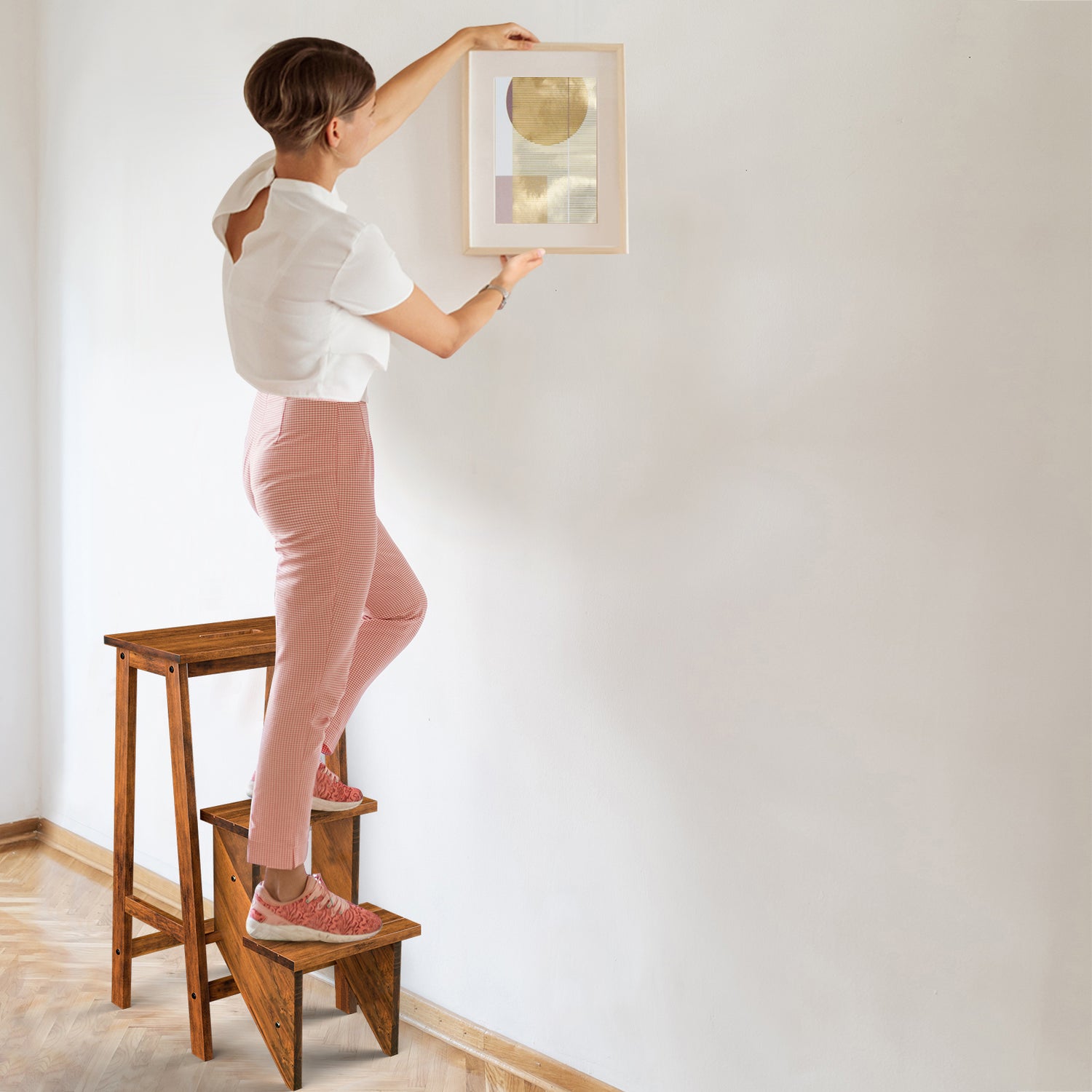 3 Tier Step Stool 3 in 1 Folding Ladder Bench