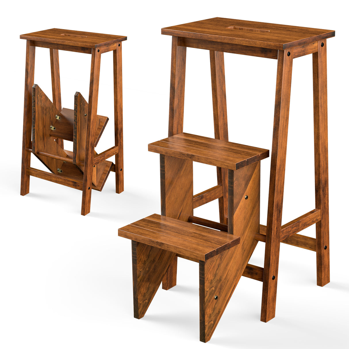 3 Tier Step Stool 3 in 1 Folding Ladder Bench