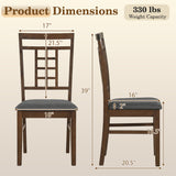 Rubber Wood Dining Chairs Set of 2 with Lattice Back-Brown
