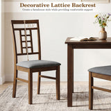 Rubber Wood Dining Chairs Set of 2 with Lattice Back-Brown