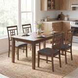Rubber Wood Dining Chairs Set of 4 with Lattice Back-Brown