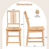 Rubber Wood Dining Chairs Set of 2 with Hollowed Backrest-Natural