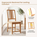 Rubber Wood Dining Chairs Set of 2 with Hollowed Backrest-Natural