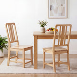 Rubber Wood Dining Chairs Set of 4 with Hollowed Backrest-Natural