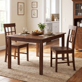 Rubber Wood Dining Chairs Set of 2 with High Backrests-Brown