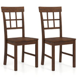 Rubber Wood Dining Chairs Set of 2 with High Backrests-Brown