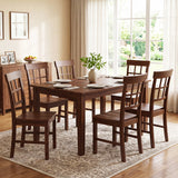 Rubber Wood Dining Chairs Set of 2 with High Backrests-Brown