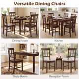 Rubber Wood Dining Chairs Set of 2 with High Backrests-Brown