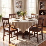 Rubber Wood Dining Chairs Set of 4 with High Backrests-Brown
