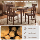 Rubber Wood Dining Chairs Set of 4 with High Slat Backrests-Brown