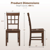 Rubber Wood Dining Chairs Set of 2 with High Backrests-Brown