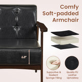 Rubber Wood Frame Accent Chair with Armrest for Living Room