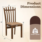 Rubber Wood Slat Back Kitchen Dining Chairs Set of 4-Brown
