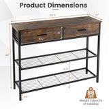 39.5 Inch Entryway Table with 2 Drawers and 2-Tier Shelves